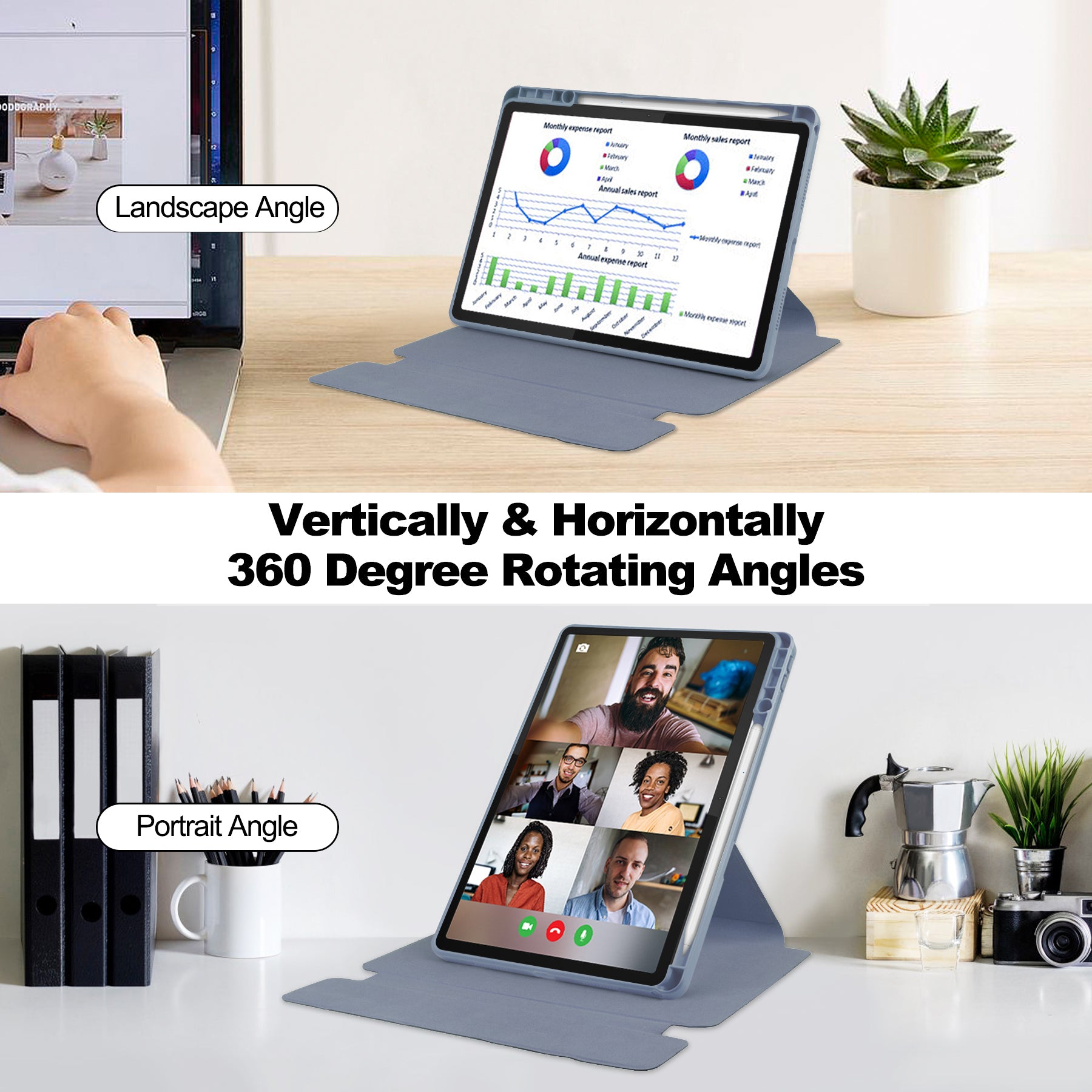 360° Rotating Keyboard Case for Lenovo Tab M11 TB330FU – Detachable Keyboard with Pencil Holder [Lavender]