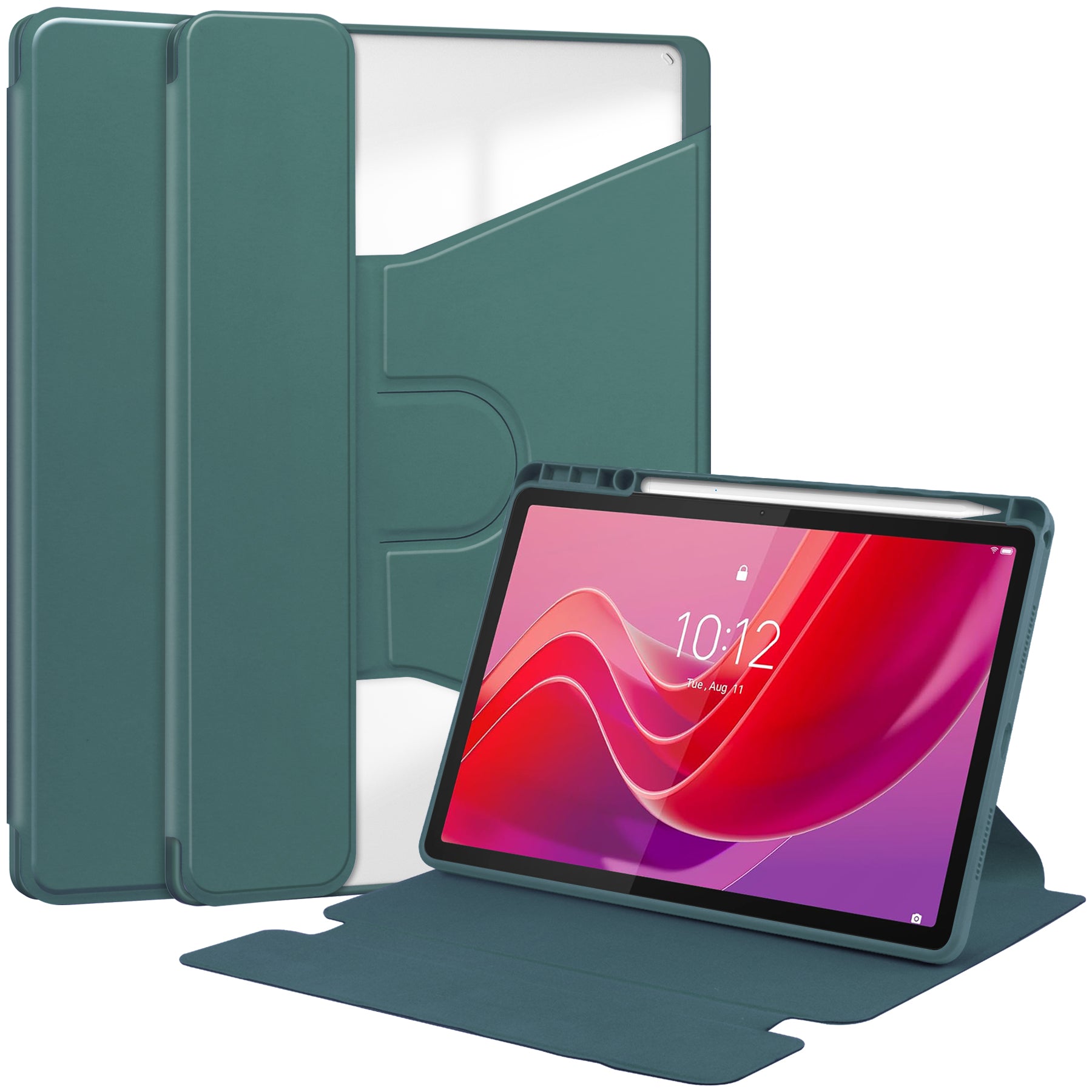 Rotating Acrylic Back PU Leather Case for Lenovo Tab M11 TB330FU with Pencil Holder [Teal]