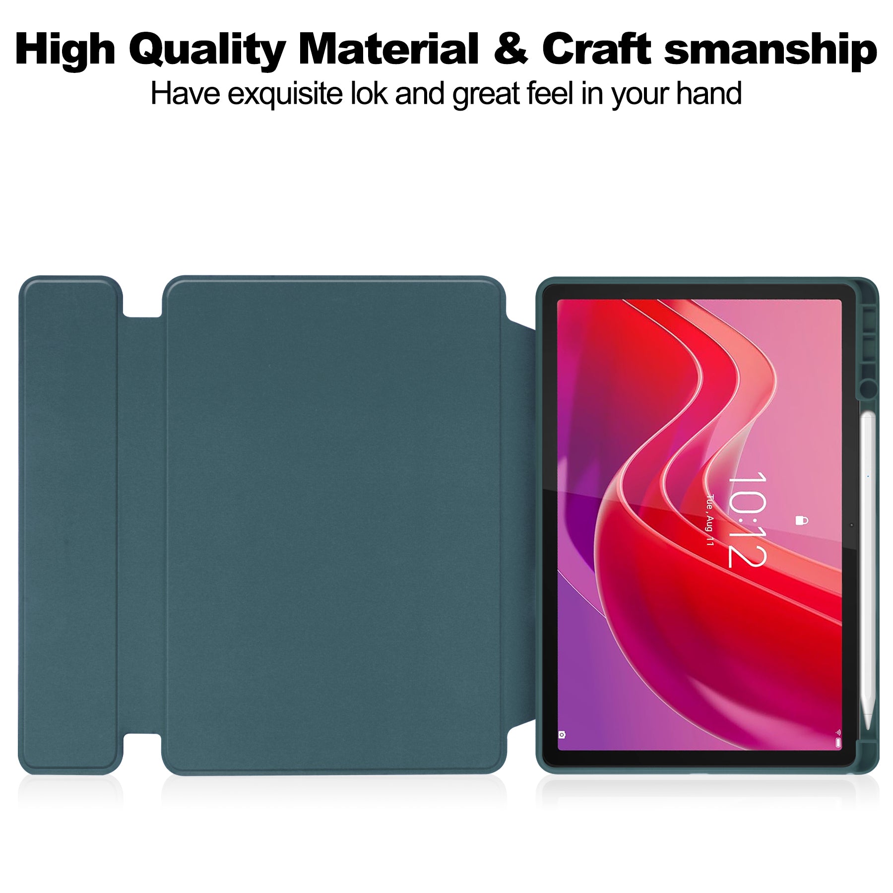 Rotating Acrylic Back PU Leather Case for Lenovo Tab M11 TB330FU with Pencil Holder [Teal]