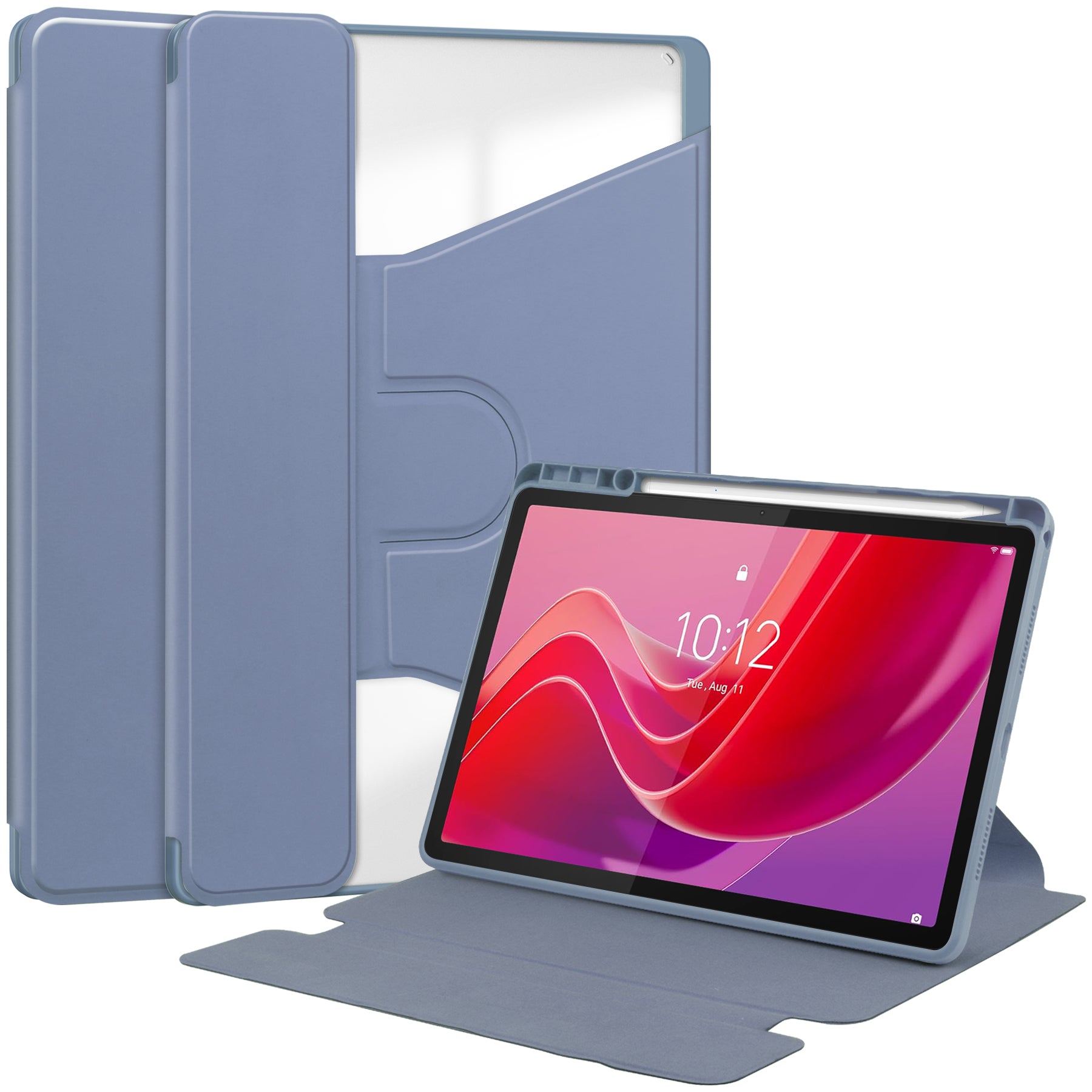 Rotating Acrylic Back PU Leather Case for Lenovo Tab M11 TB330FU with Pencil Holder [Lavender]