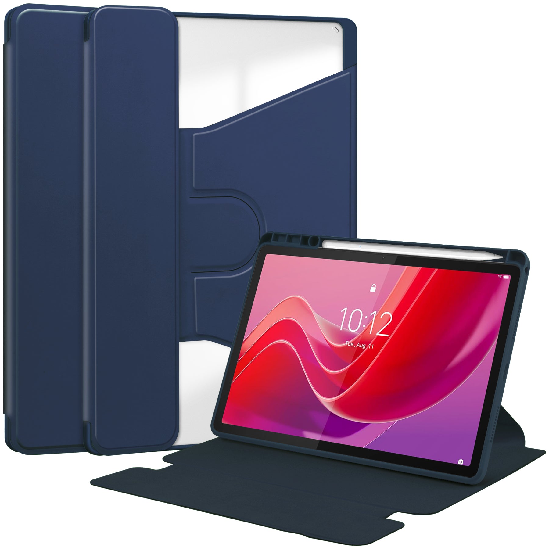 Rotating Acrylic Back PU Leather Case for Lenovo Tab M11 TB330FU with Pencil Holder [Navy]