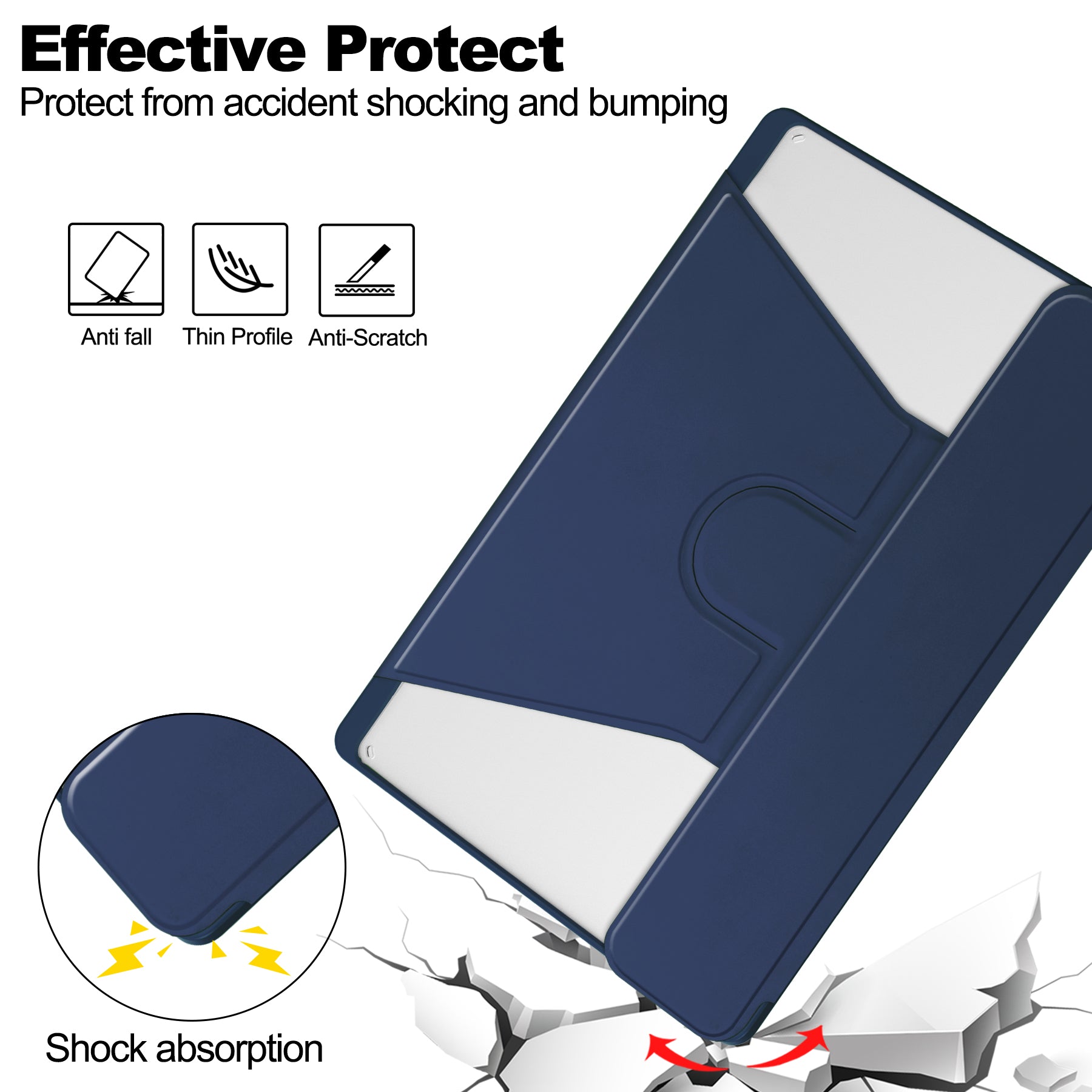 Rotating Acrylic Back PU Leather Case for Lenovo Tab M11 TB330FU with Pencil Holder [Navy]