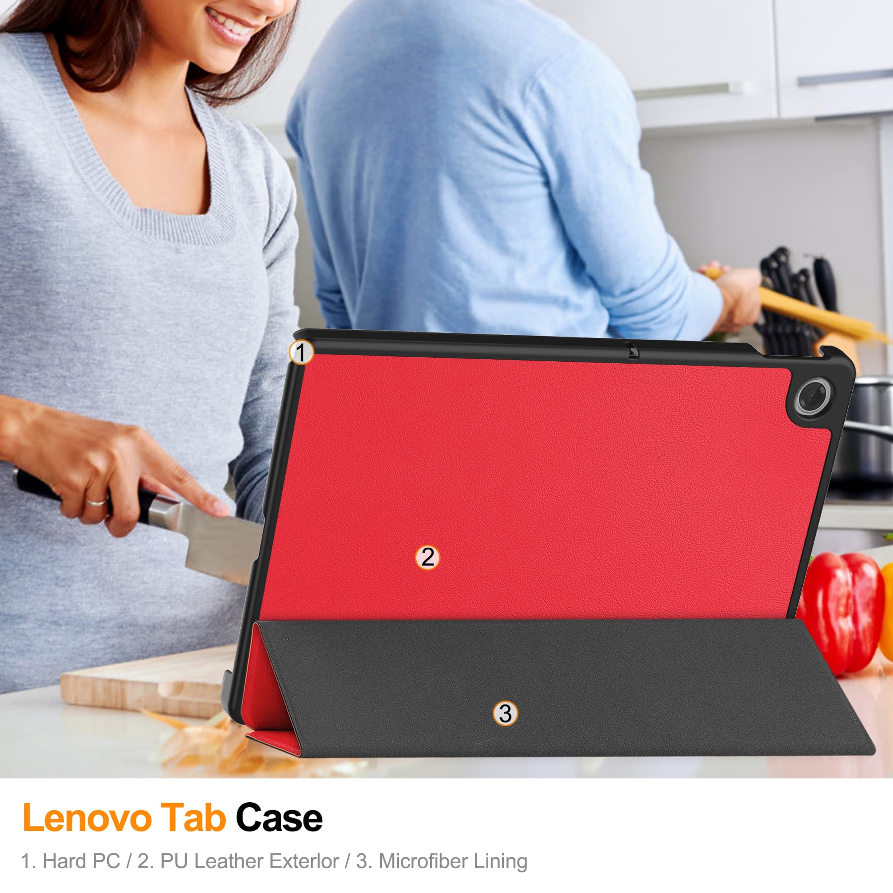 Lenovo Tab 10.1" 2025 TB311 KST Tri-Fold Case (Red)