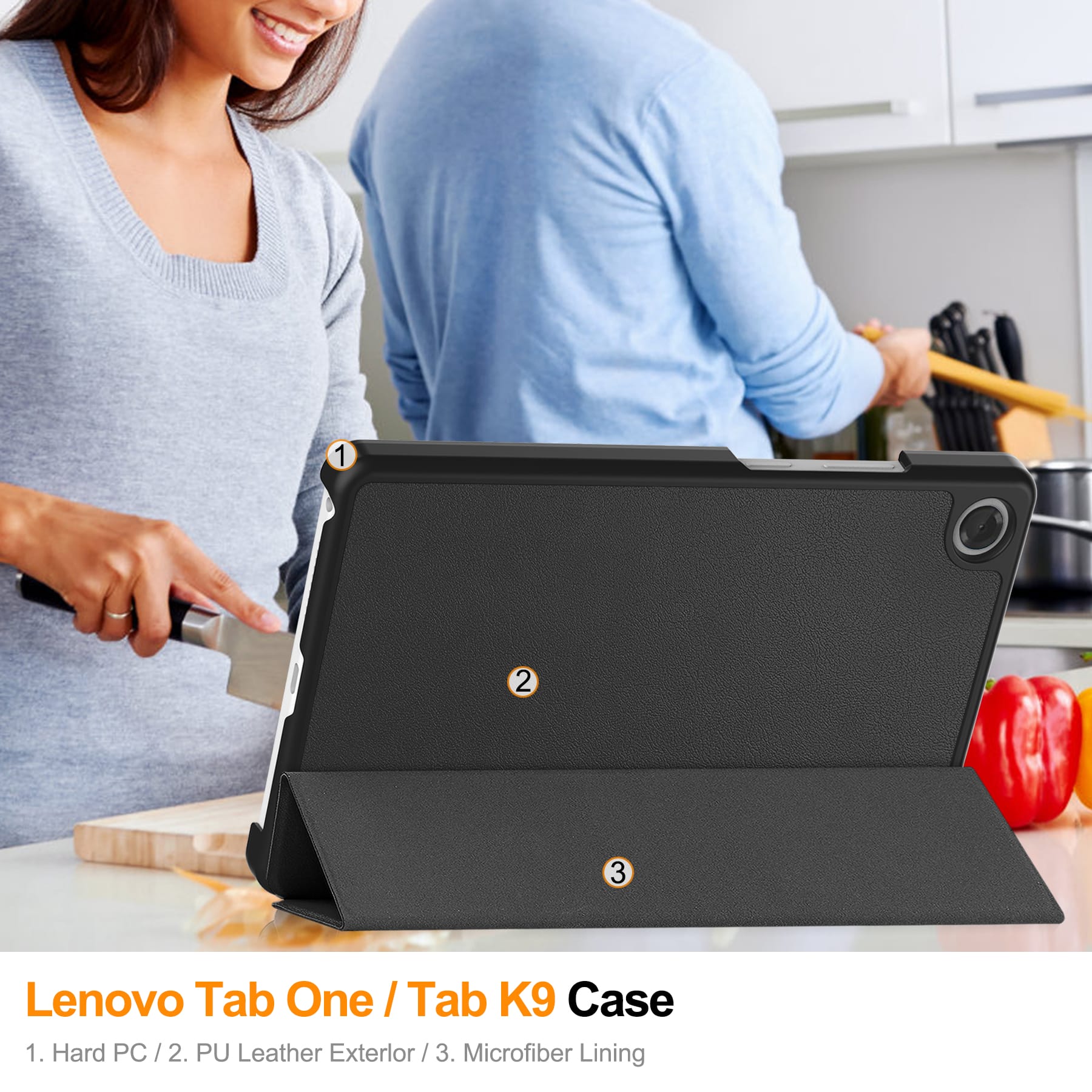 Lenovo Tab One 8.7" KST Tri-Fold Case (Black)