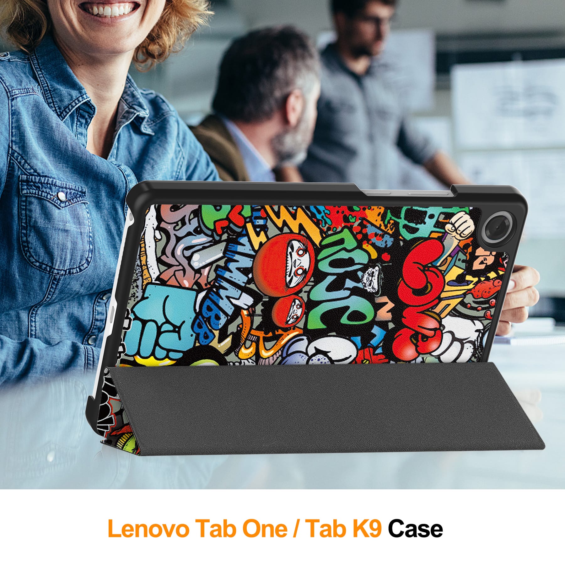 Lenovo Tab One 8.7" Designer Tri-Fold Case (Graffiti)