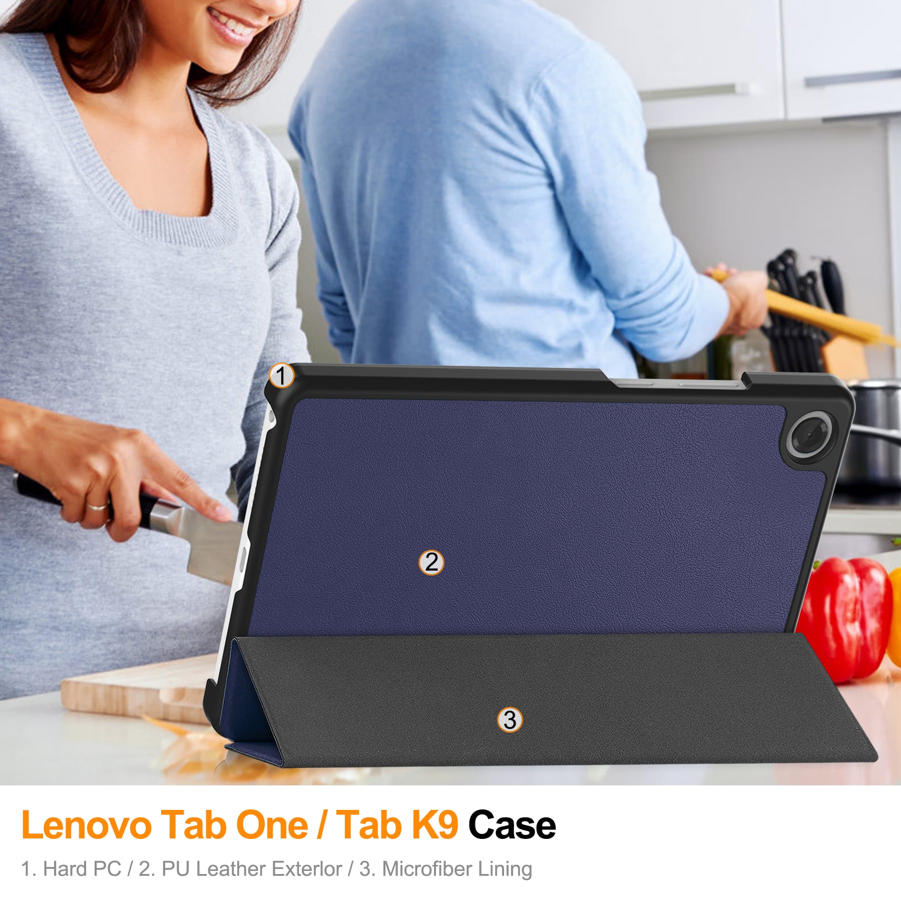 Lenovo Tab One 8.7" KST Tri-Fold Case (Navy)