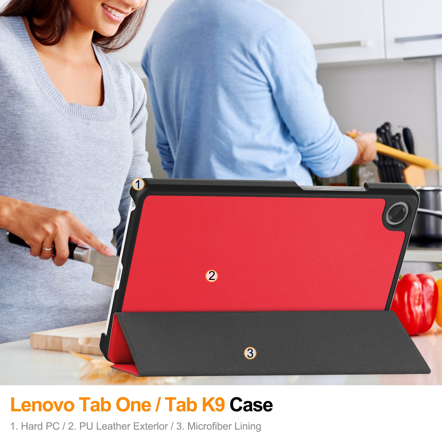 Lenovo Tab One 8.7" KST Tri-Fold Case (Red)