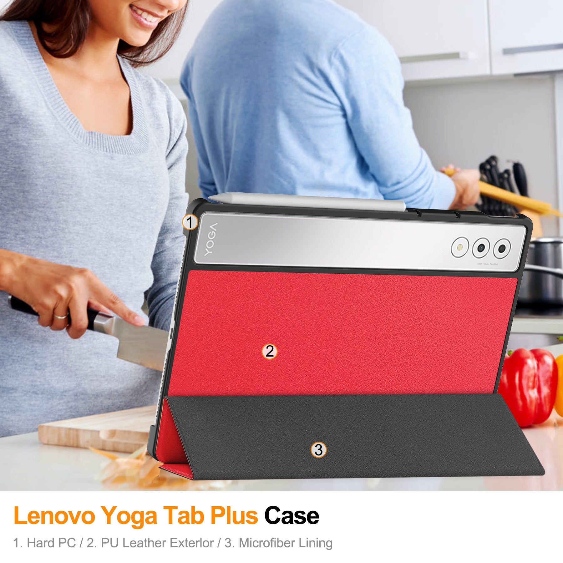 Lenovo Yoga Tab Plus 12.7 TB520 Tri-Fold Case [Red]