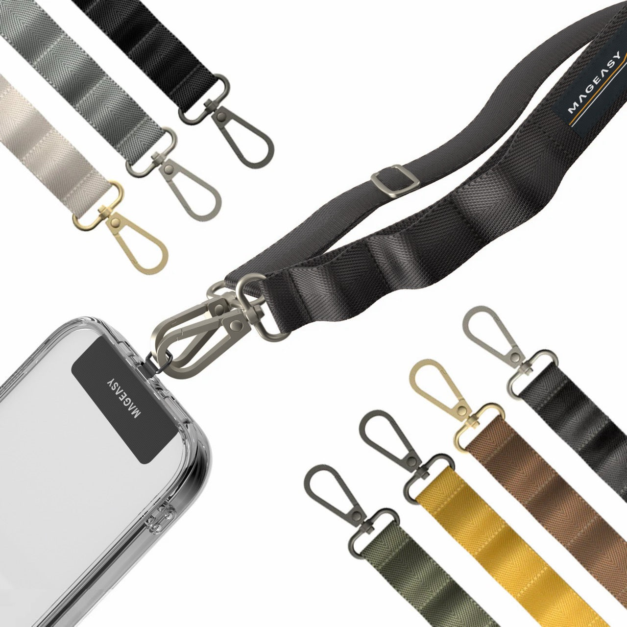 Mageasy 20mm Universal Crossbody Phone Strap with Strap Card – Concrete Grey