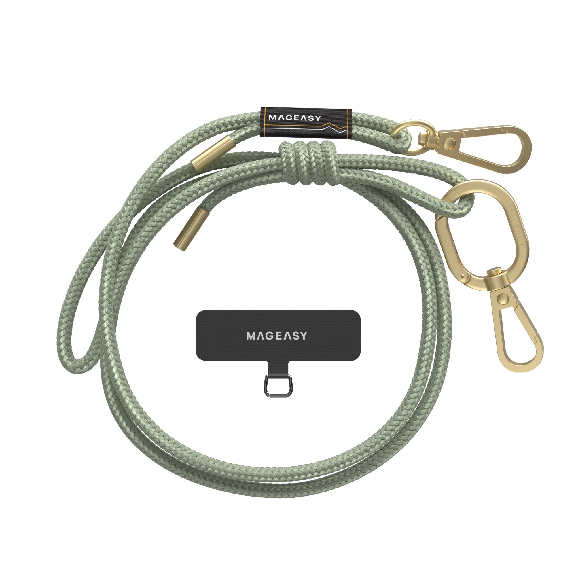 Mageasy 6mm Universal Crossbody Phone Strap with Strap Card - Sage Green
