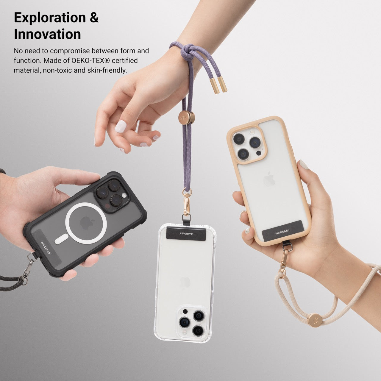 Mageasy 6mm Wrist Phone Strap with Strap Card – Adjustable Hand Strap - Very Peri