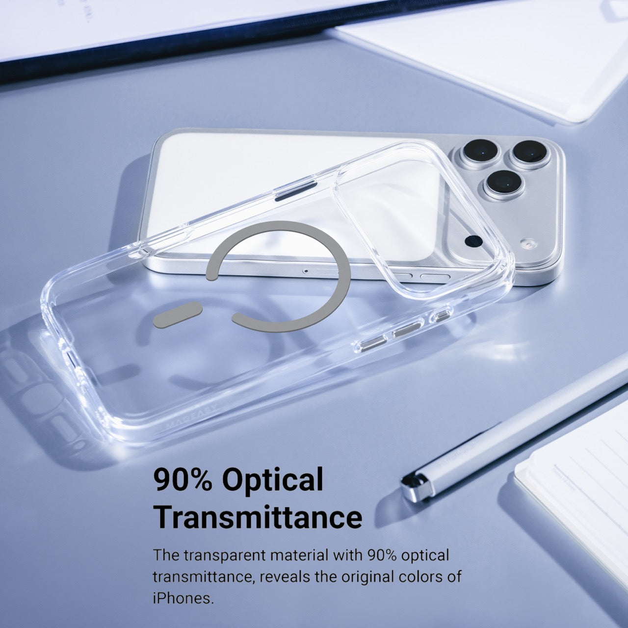 Mageasy Bright M Anti-Yellowing MagSafe Case for iPhone 17 Pro Max - White Ring