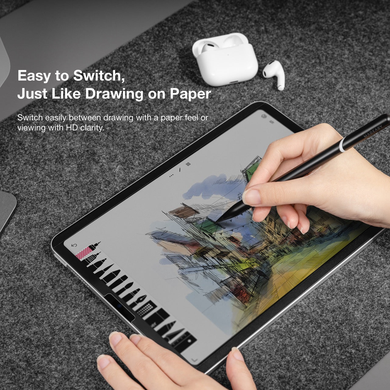 Mageasy EasyPaper Pro Paper-Feel iPad Air 13" Screen Protector – Removable & Reusable Drawing Film
