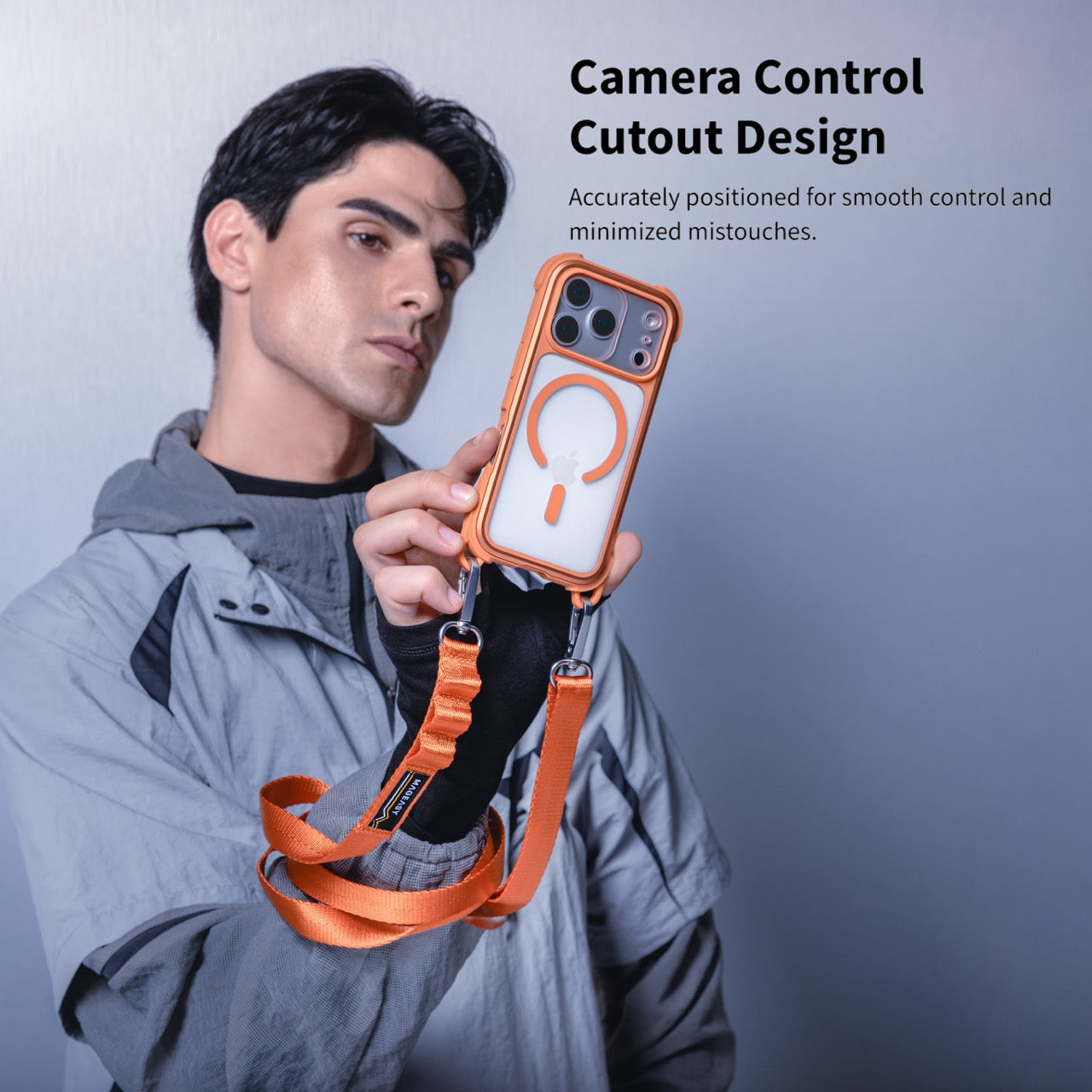 Mageasy Odyssey Strap M MagSafe Rugged Lanyard Case - iPhone 17 Pro - Coral/Orange