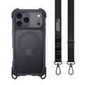 MAGEASY Odyssey Strap M MagSafe Rugged Lanyard Case - iPhone 17 Pro Max - Leatherette Midnight/Black - Leatherette Midnight/Black