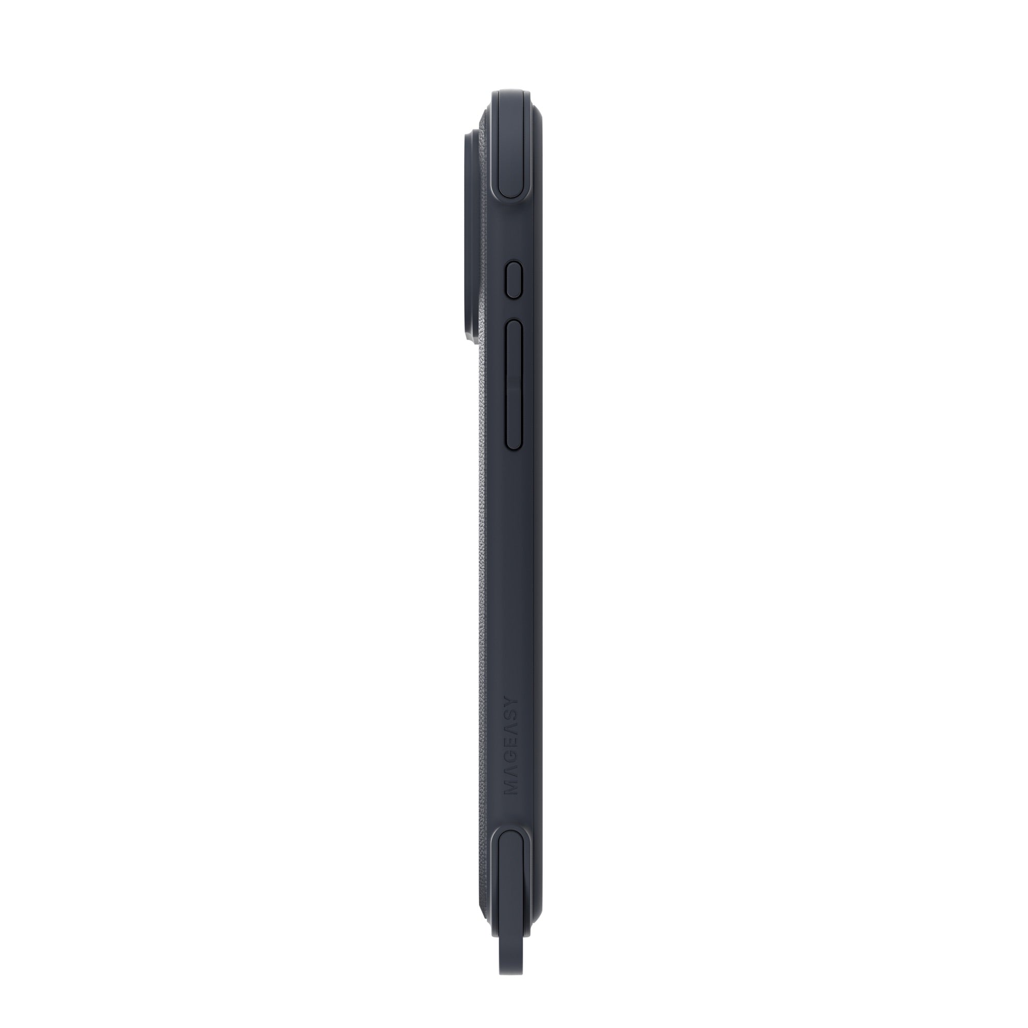 MAGEASY Odyssey Strap M MagSafe Rugged Lanyard Case - iPhone 17 Pro Max - Leatherette Midnight/Black