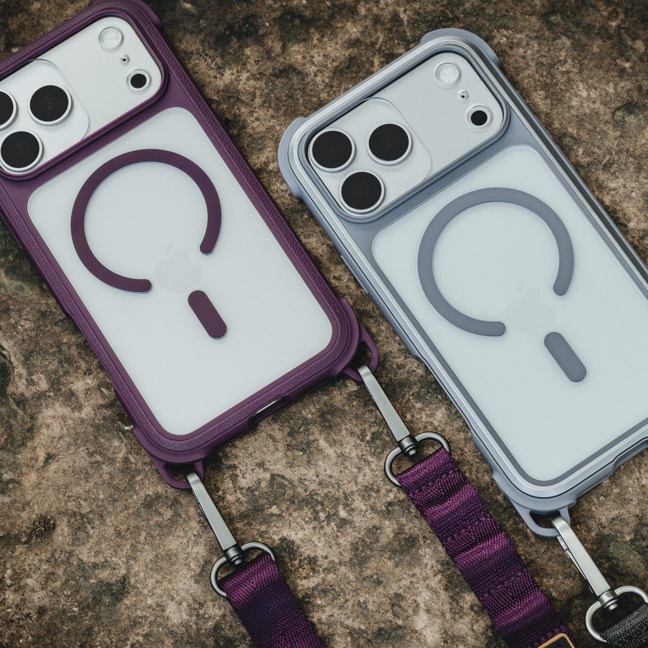 MAGEASY Odyssey Strap M for iPhone 18 Pro / 17 Pro Rugged Lanyard Case - Nebula/Purple