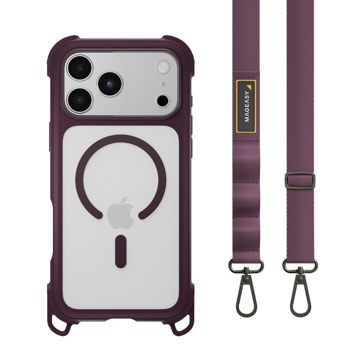 MAGEASY Odyssey Strap M for iPhone 18 Pro Max / 17 Pro Max Rugged Lanyard Case - Nebula/Purple