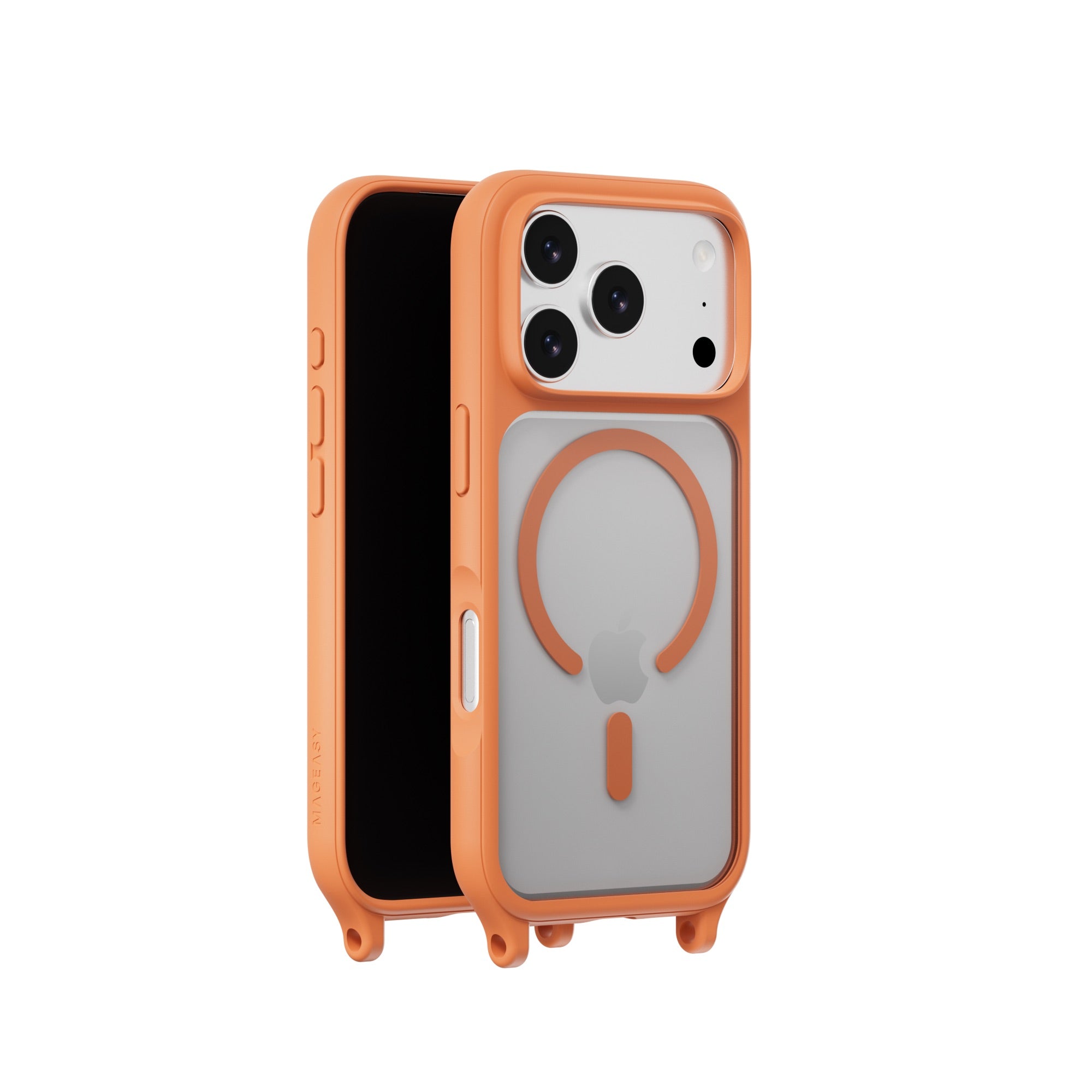 MAGEASY ROAM M MagSafe Crossbody Lanyard Case for iPhone 17 Pro - Coral Orange