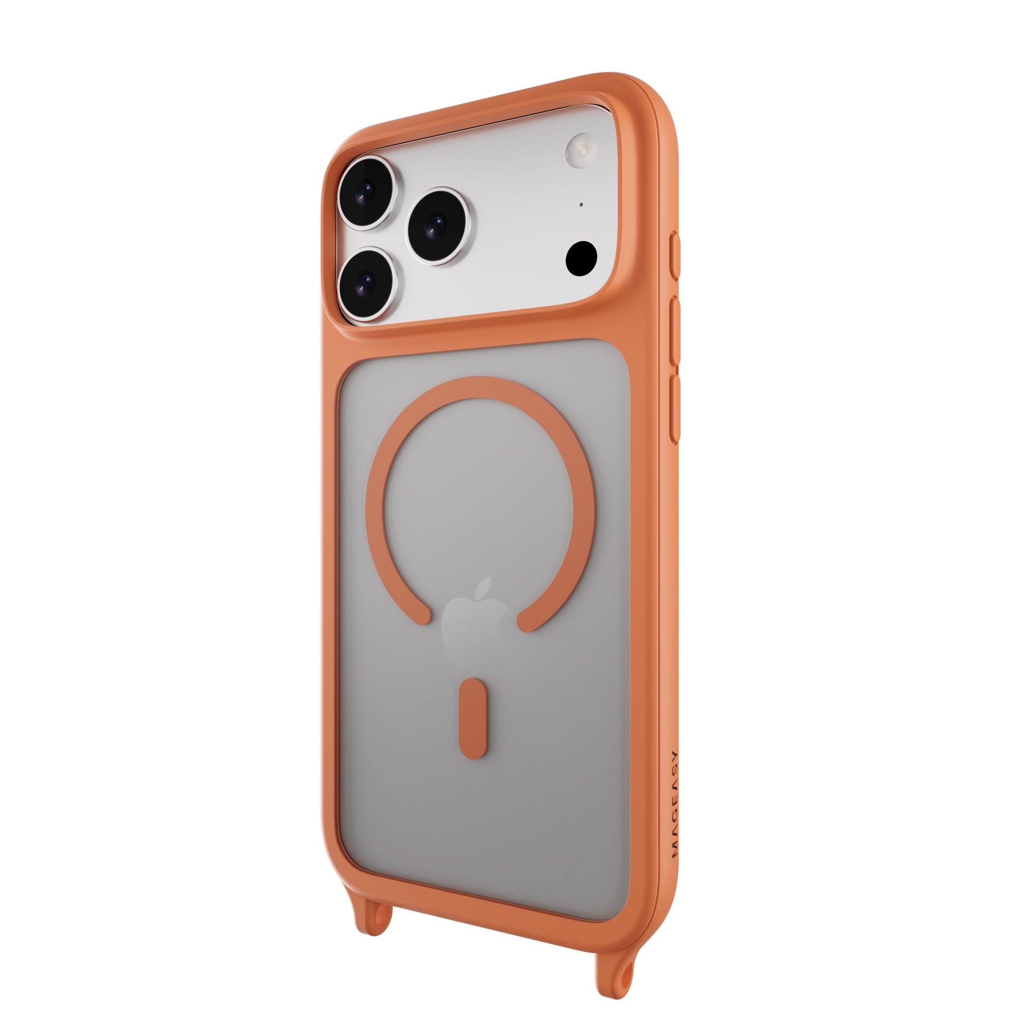 MAGEASY ROAM M MagSafe Crossbody Lanyard Case for iPhone 17 Pro Max - Coral Orange