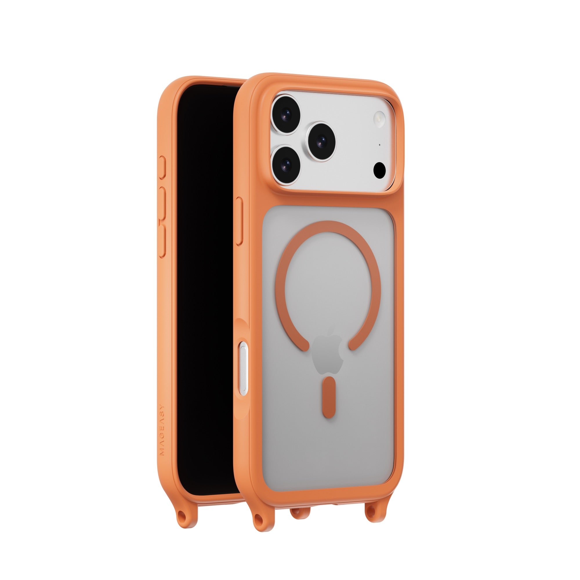 MAGEASY ROAM M MagSafe Crossbody Lanyard Case for iPhone 17 Pro Max - Coral Orange
