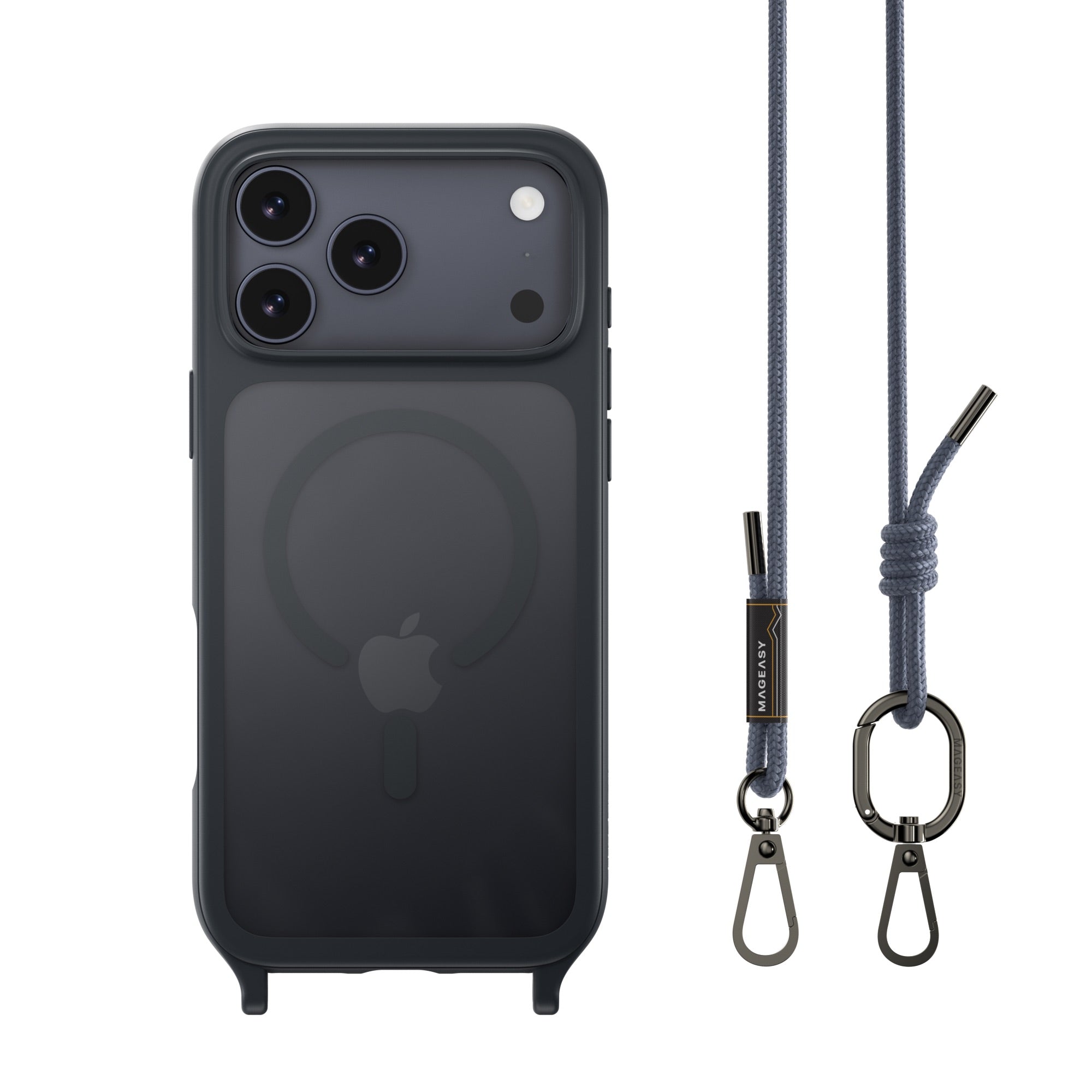 Mageasy ROAM M MagSafe Crossbody Lanyard Case for iPhone 17 Pro Max - Riverside Blue