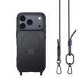 MAGEASY ROAM M MagSafe Crossbody Lanyard Case for iPhone 17 Pro - Riverside Blue - Midnight/Riverside Blue
