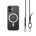 MAGEASY ROAM M MagSafe Crossbody Lanyard Case for iPhone 17 - Transparent Black - Transparent/Black