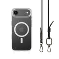 MAGEASY ROAM M MagSafe Crossbody Lanyard Case for iPhone Air - Transparent Black - Transparent/Black