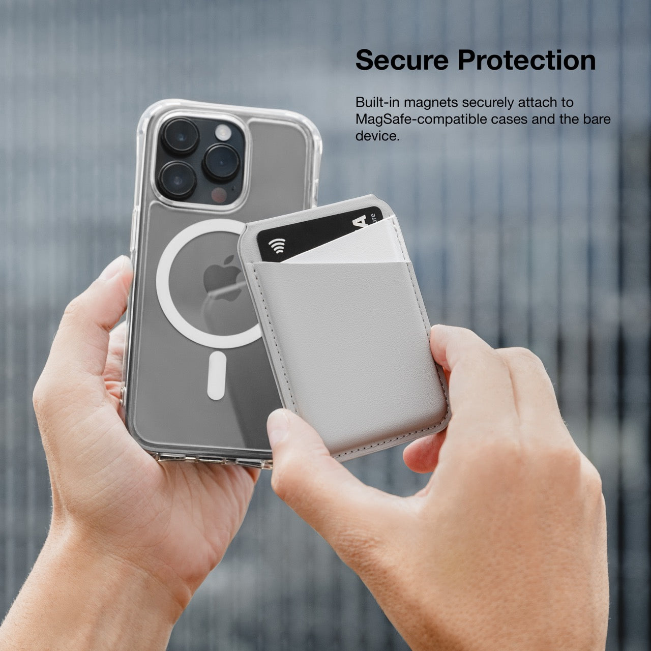 MAGEASY Snap Stand Wallet MagSafe Card Holder with Stand – RFID Blocking - Grey