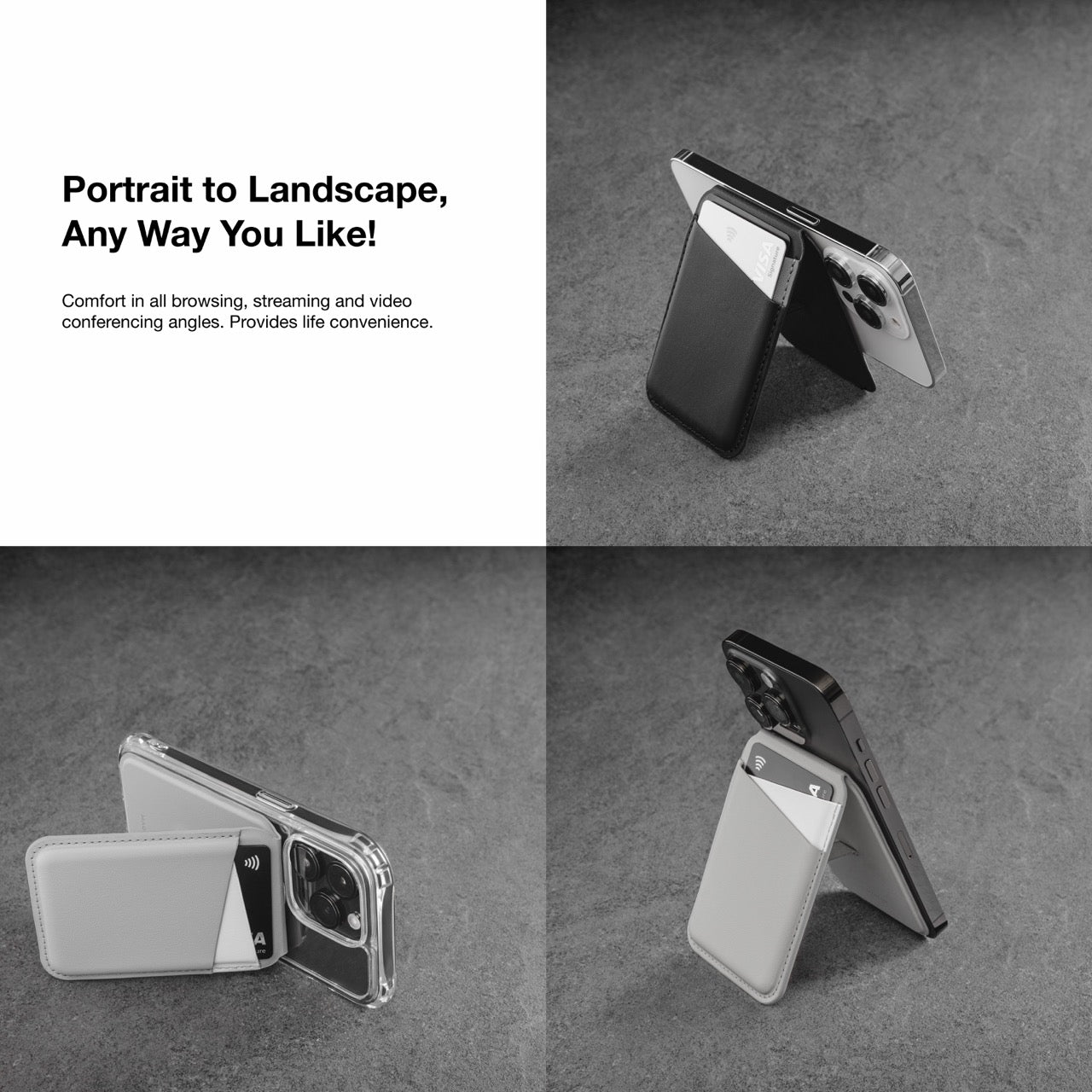 Mageasy Snap Stand Wallet MagSafe Card Holder with Stand – RFID Blocking - Black