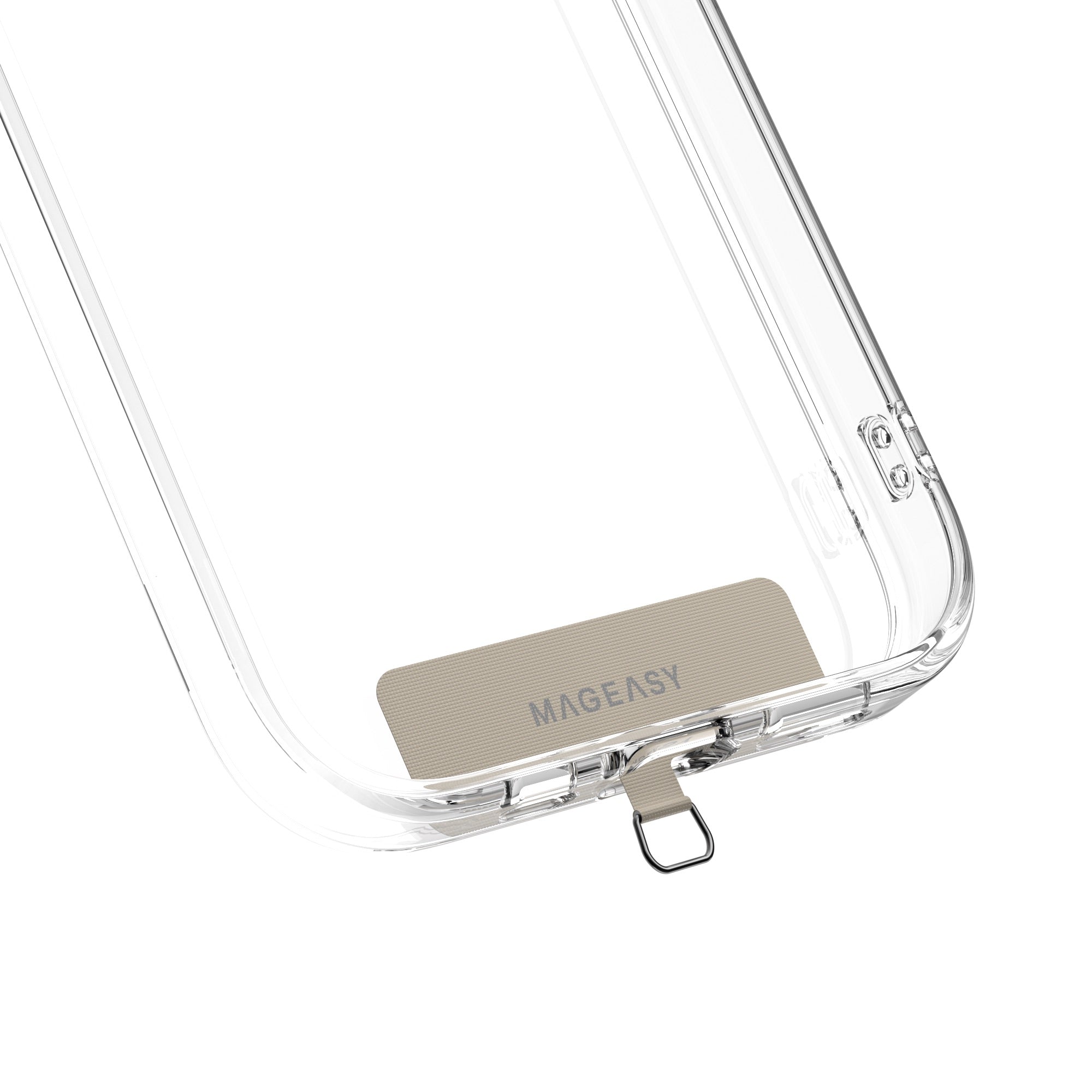 Mageasy Universal Strap Card – Ultra-Thin Phone Lanyard Adapter for iPhone & Android -Beige