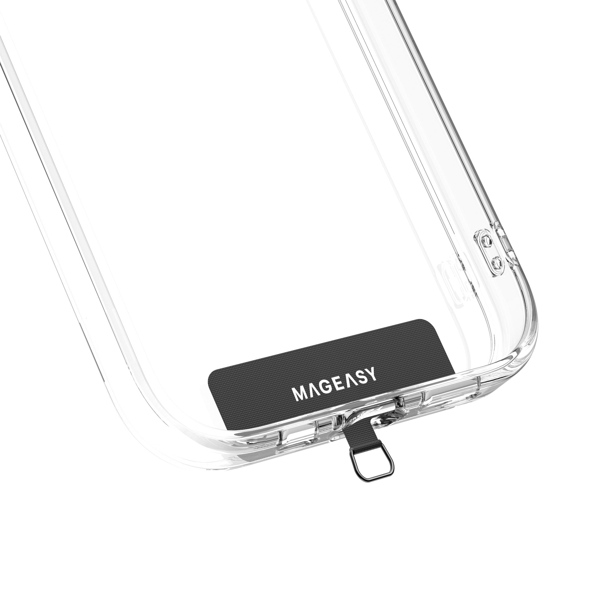 Mageasy Universal Strap Card – Ultra-Thin Phone Lanyard Adapter for iPhone & Android -Black