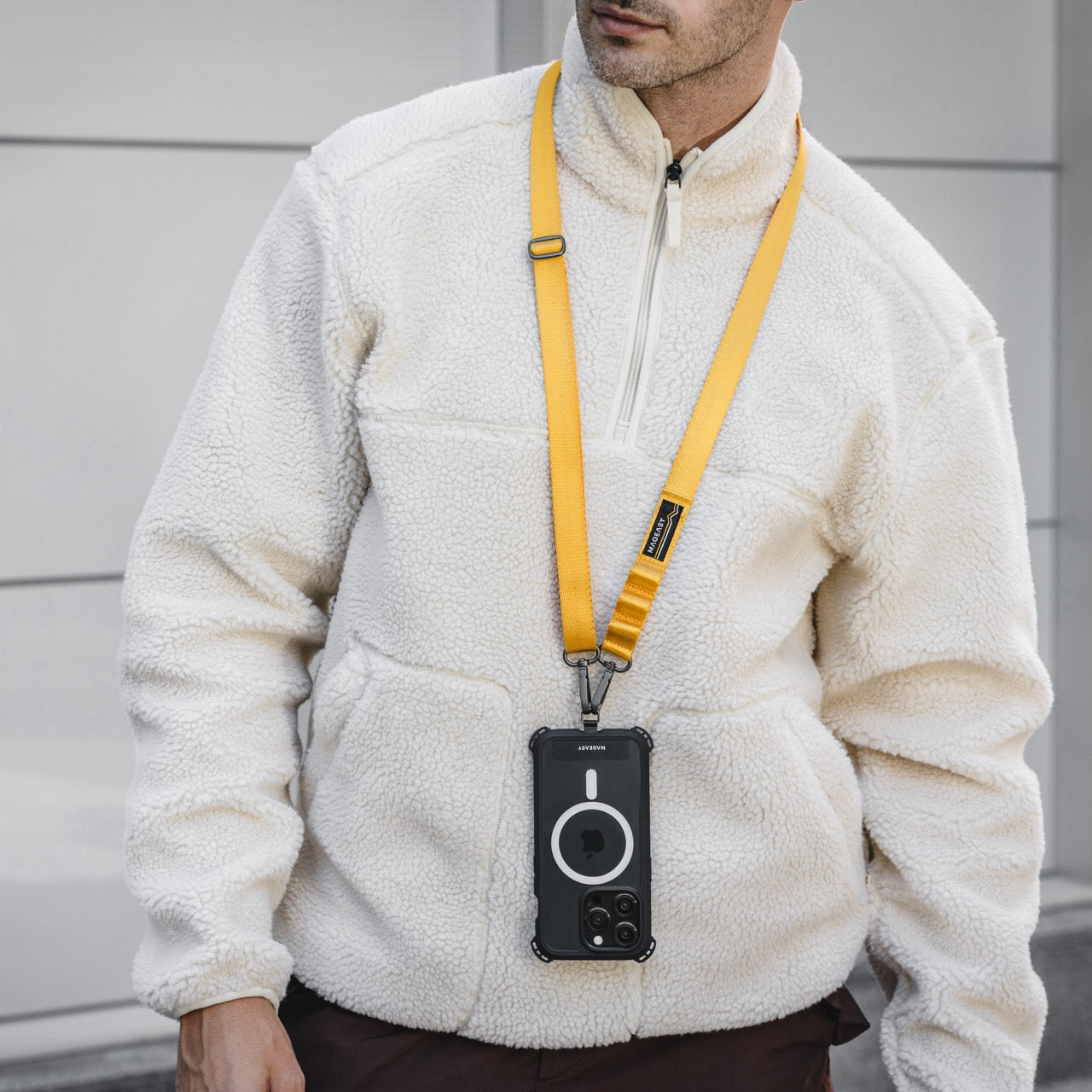 Mageasy Universal Strap Card – Ultra-Thin Phone Lanyard Adapter for iPhone & Android -Gray