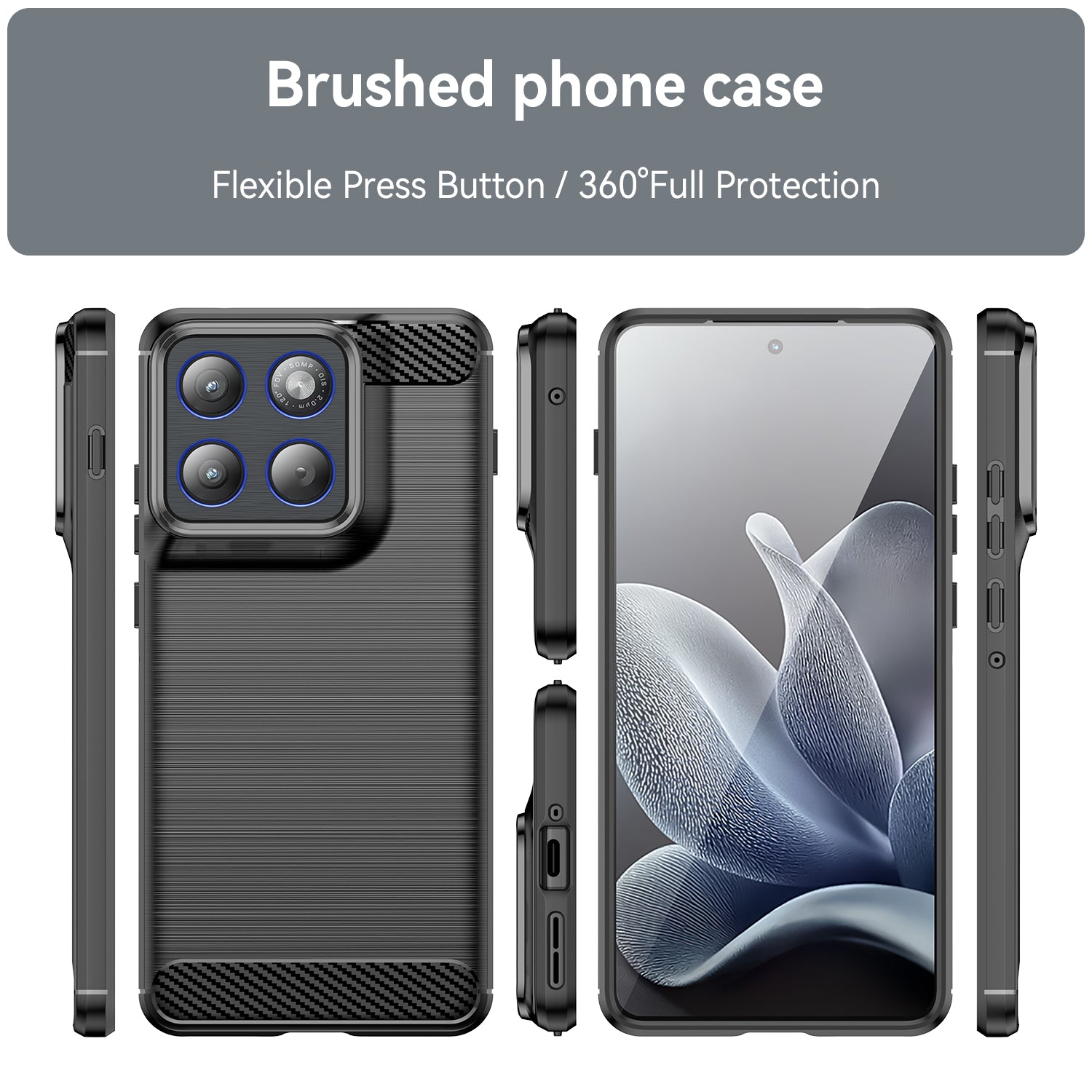 Motorola Edge 70 Carbon Fibre TPU Case Slim Shockproof Cover Black