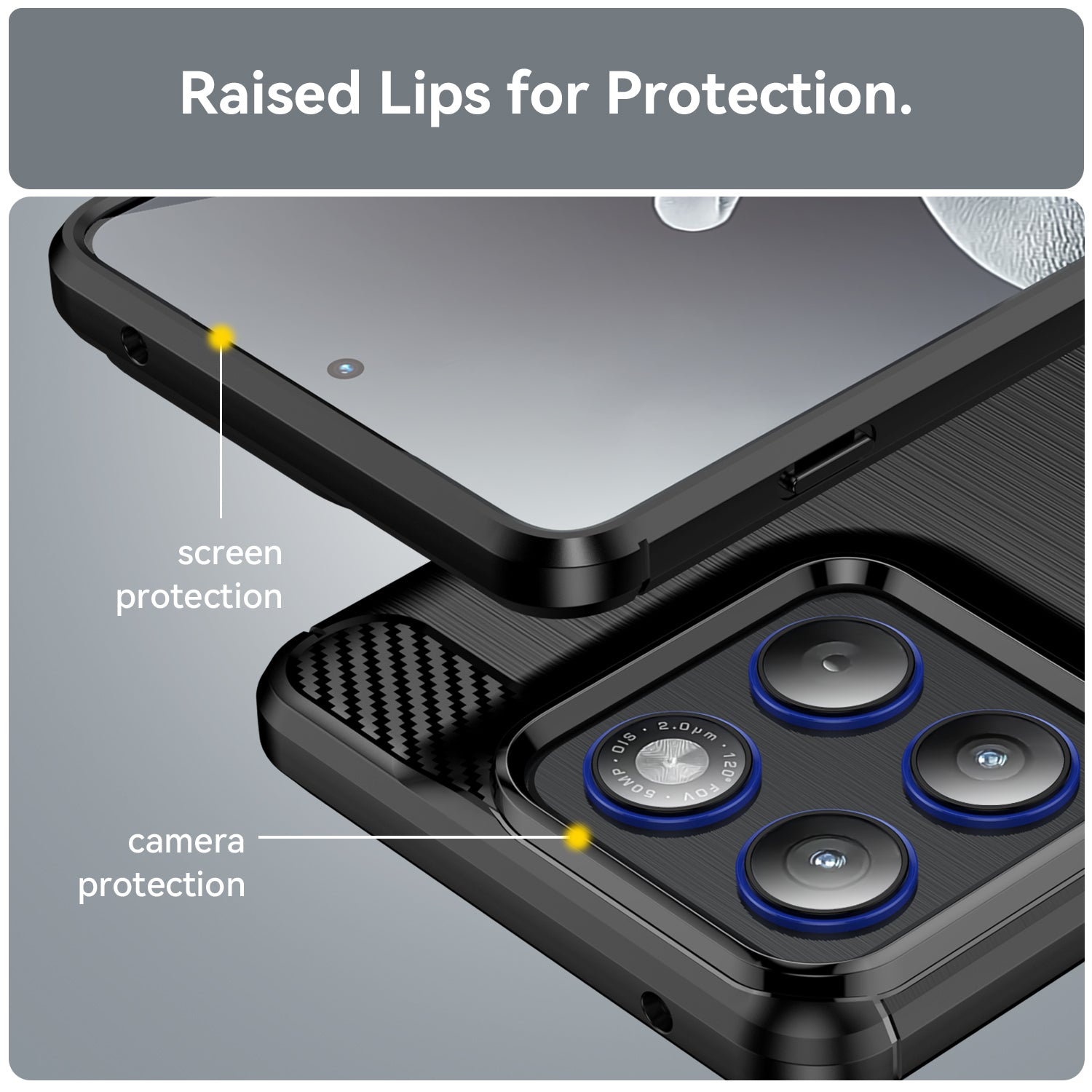 Motorola Edge 70 Carbon Fibre TPU Case Slim Shockproof Cover Black