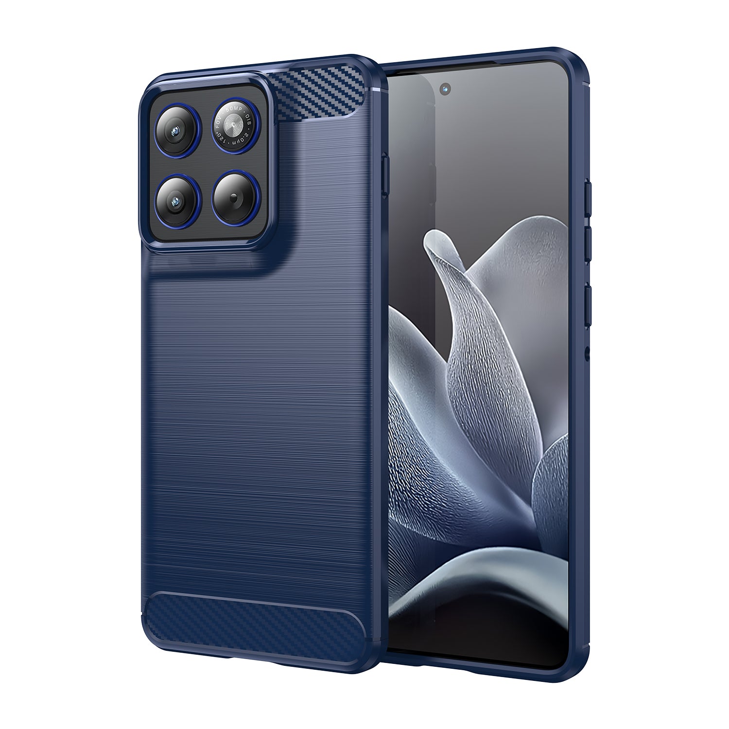 Motorola Edge 70 Carbon Fibre TPU Case Slim Shockproof Cover Navy