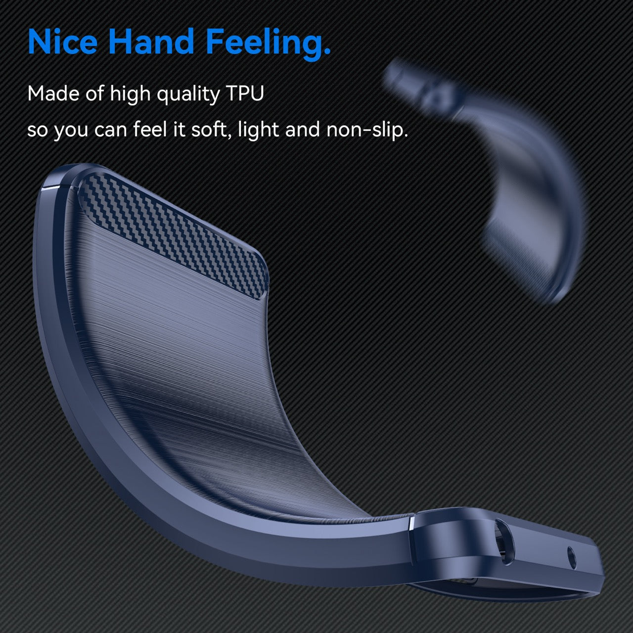 Motorola Edge 70 Carbon Fibre TPU Case Slim Shockproof Cover Navy