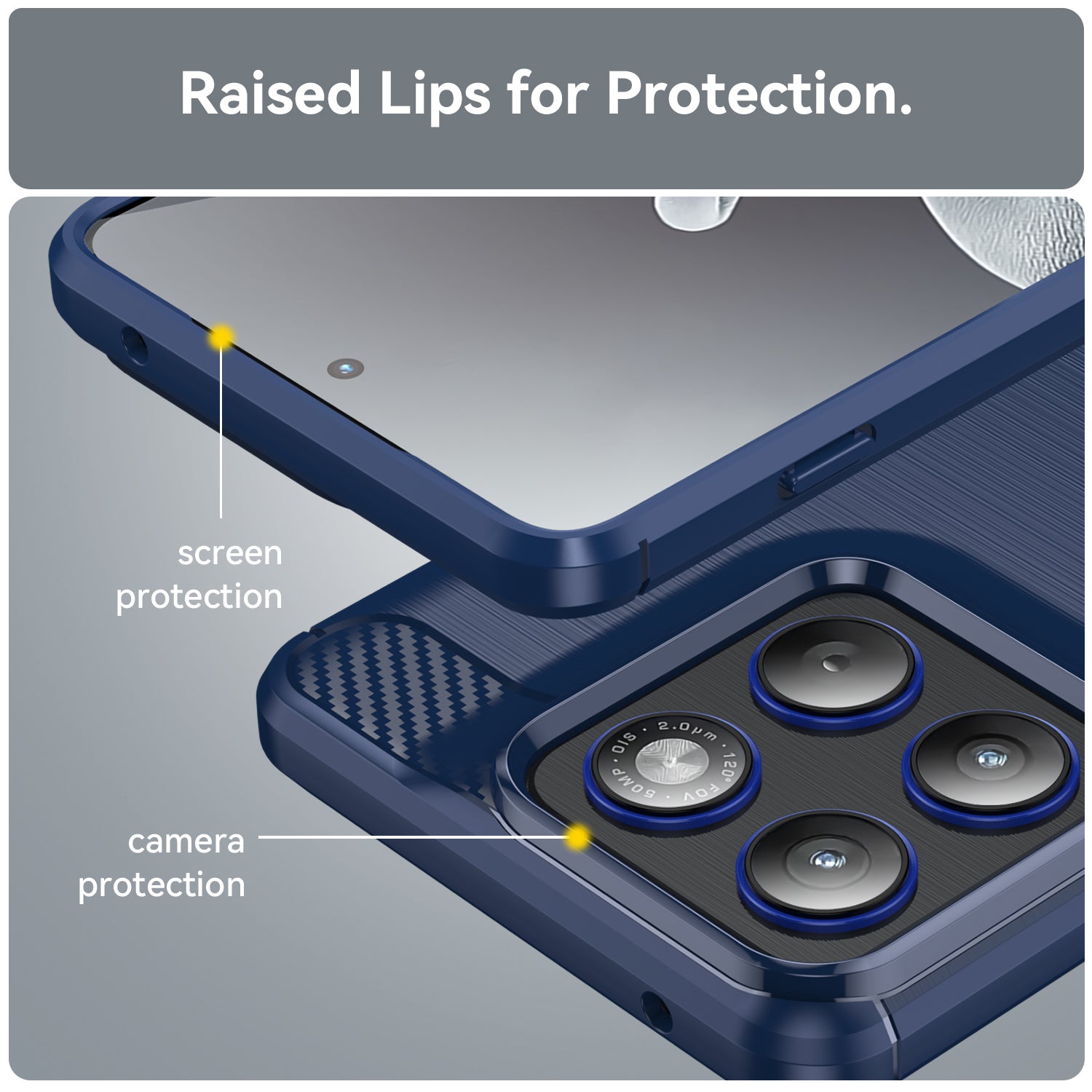 Motorola Edge 70 Carbon Fibre TPU Case Slim Shockproof Cover Navy