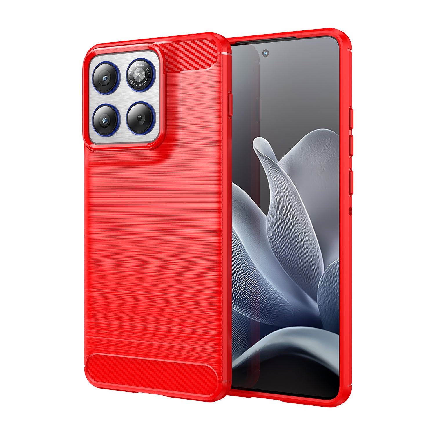 Motorola Edge 70 Carbon Fibre TPU Case Slim Shockproof Cover Red