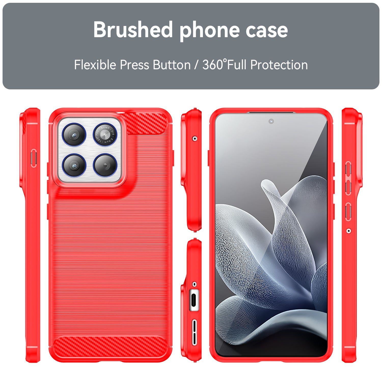 Motorola Edge 70 Carbon Fibre TPU Case Slim Shockproof Cover Red