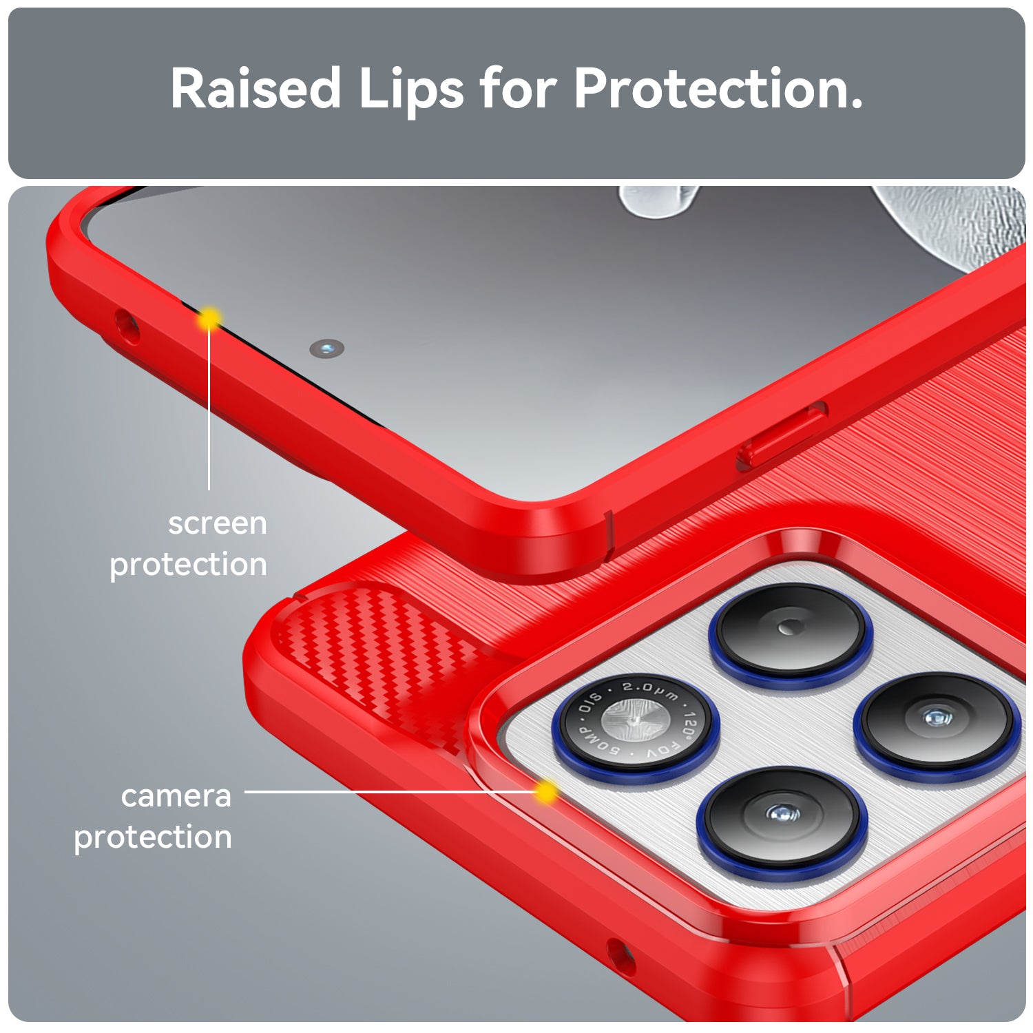 Motorola Edge 70 Carbon Fibre TPU Case Slim Shockproof Cover Red
