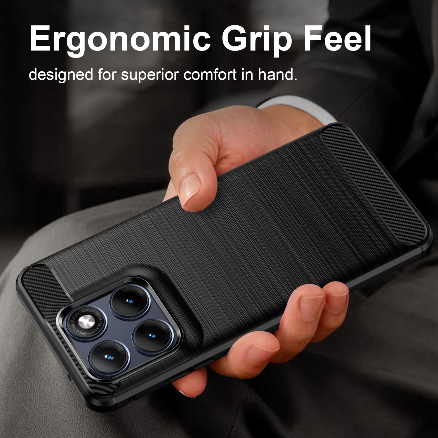 Motorola Edge 70 Fusion Carbon Fibre TPU Case Slim Shockproof Cover Black