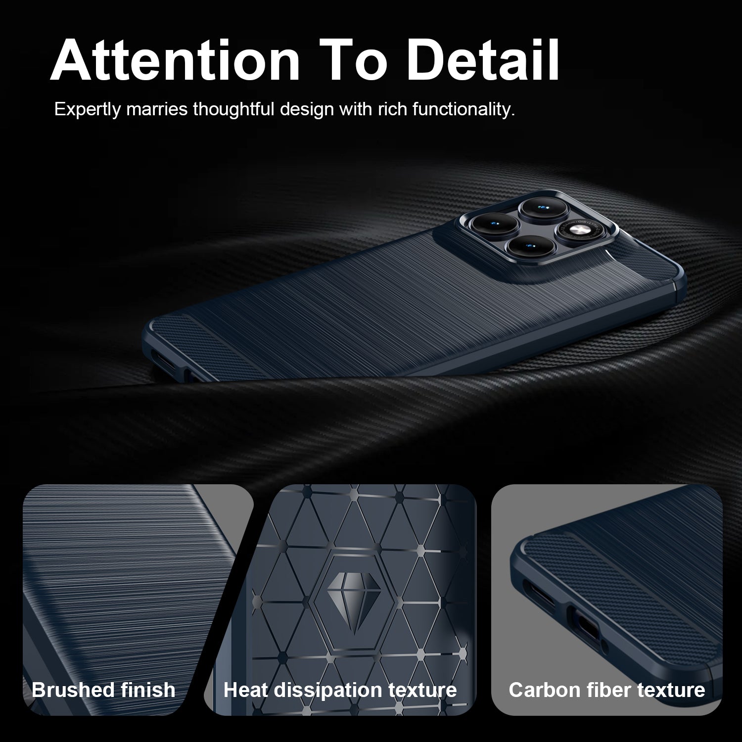 Motorola Edge 70 Fusion Carbon Fibre TPU Case Slim Shockproof Cover Navy
