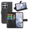Wallet Case for Motorola Edge 70 Fusion – PU Leather Flip Cover with Card Holder & Stand [Black] - Black