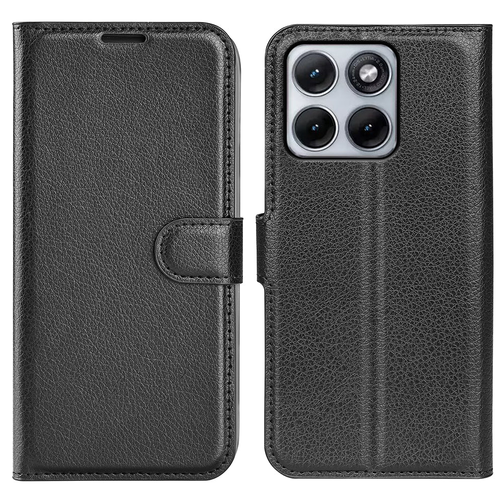 Wallet Case for Motorola Edge 70 Fusion – PU Leather Flip Cover with Card Holder & Stand [Black]