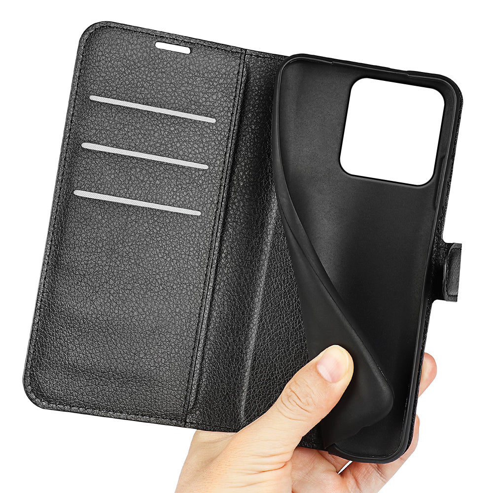 Wallet Case for Motorola Edge 70 Fusion – PU Leather Flip Cover with Card Holder & Stand [Black]