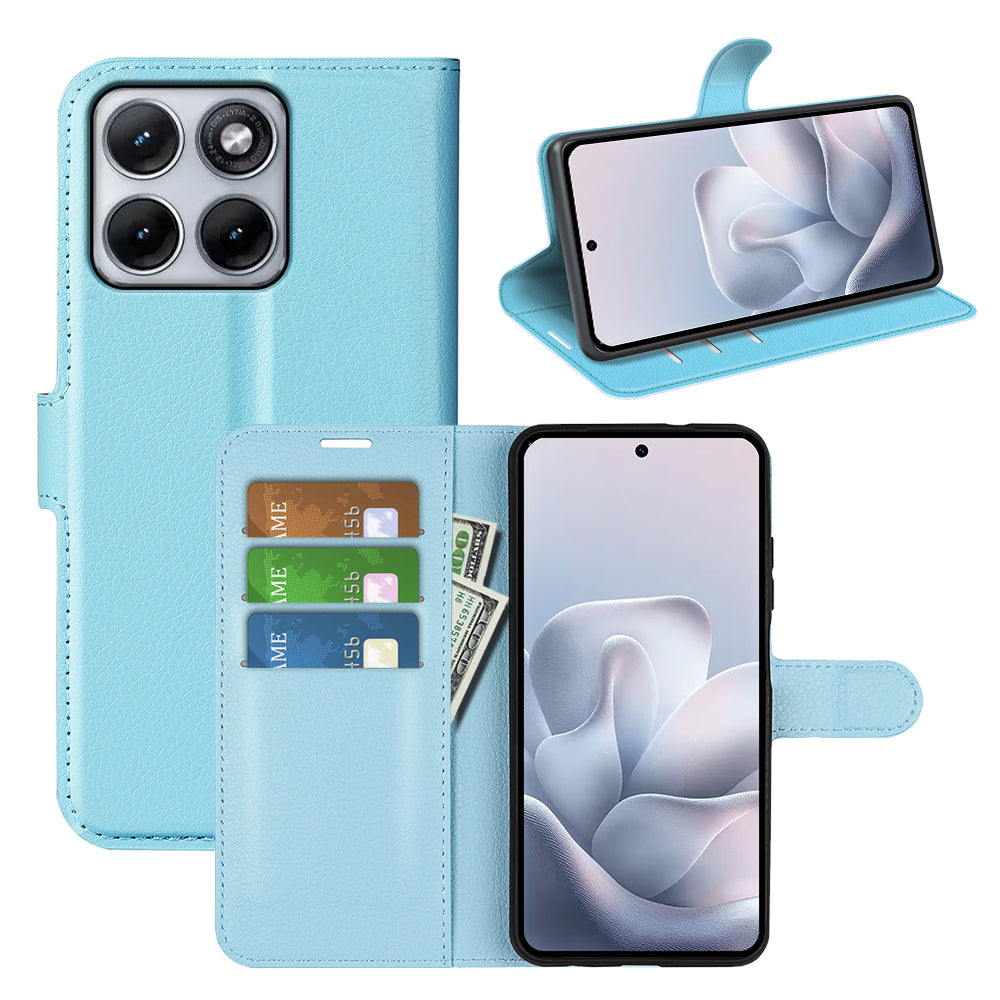 Wallet Case for Motorola Edge 70 Fusion – PU Leather Flip Cover with Card Holder & Stand [LightBlue]