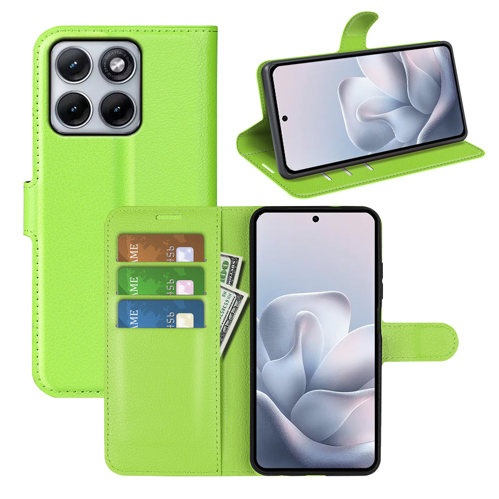 Wallet Case for Motorola Edge 70 Fusion – PU Leather Flip Cover with Card Holder & Stand [Green]