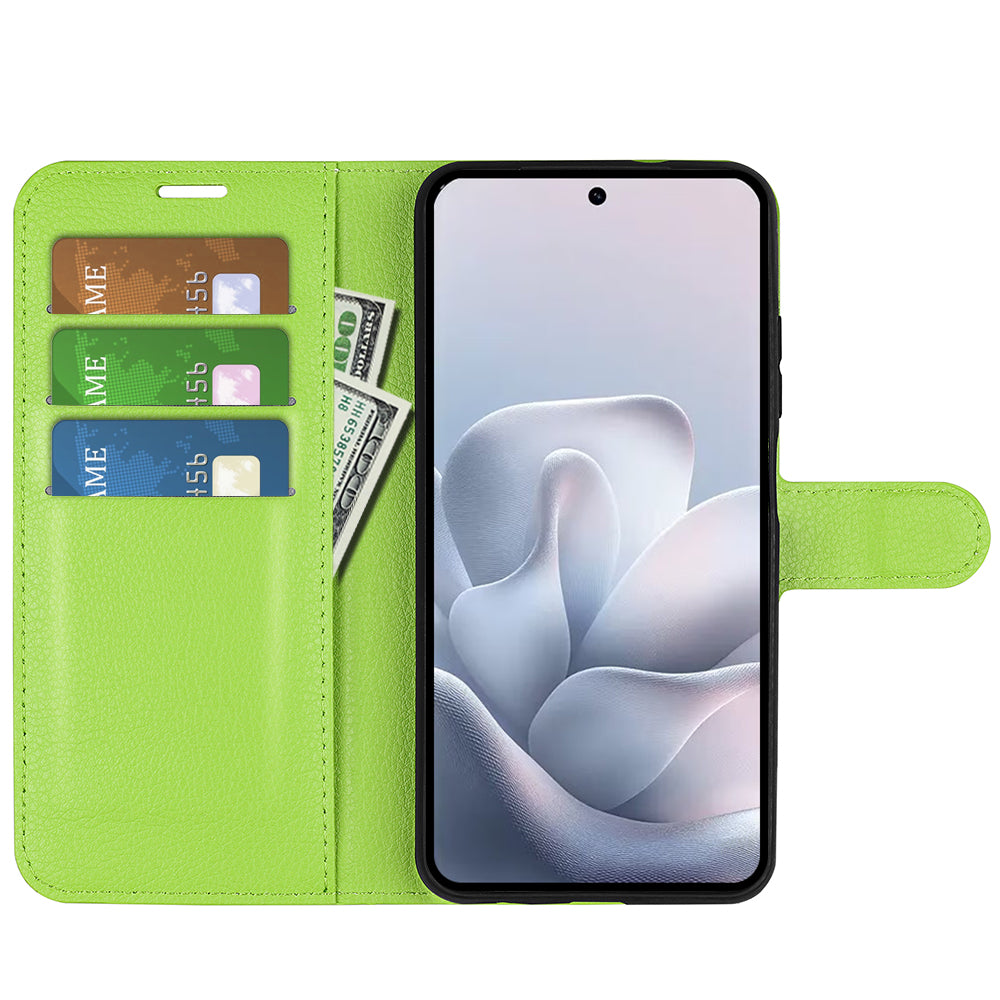 Wallet Case for Motorola Edge 70 Fusion – PU Leather Flip Cover with Card Holder & Stand [Green]
